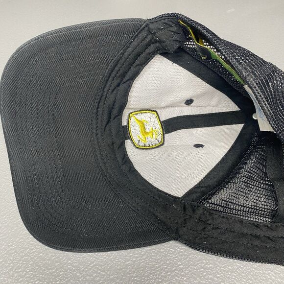 John Deere Snapback Trucker Hat Cap Mesh Back Black Yellow Adjustable - Picture 3 of 6